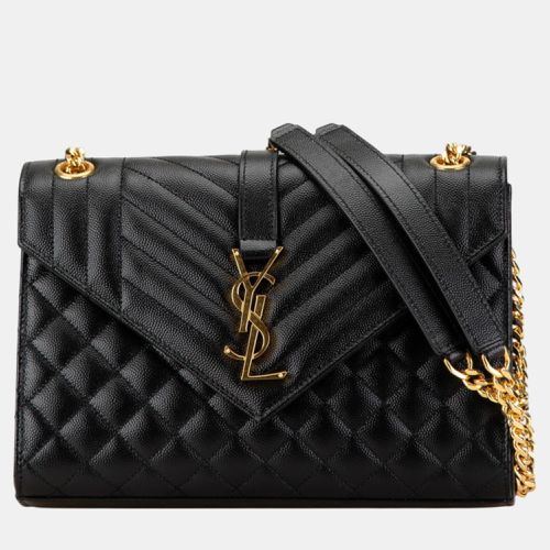 Yves Saint Laurent Paris Black Gold Leather Envelope Chain Shoulder Bag - Saint Laurent Paris - Modalova