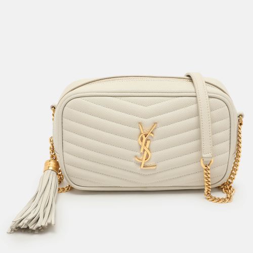 Saint Laurent White Matelassé Leather Mini Lou Shoulder Bag - Saint Laurent Paris - Modalova