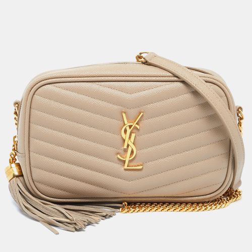 Saint Laurent Beige Matelassé Leather Mini Lou Camera Crossbody Bag - Saint Laurent Paris - Modalova