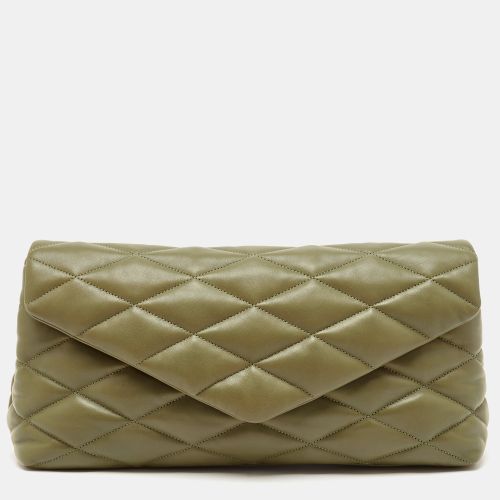 Saint Laurent Olive Quilted Leather Puffer Sade Envelope Clutch - Saint Laurent Paris - Modalova