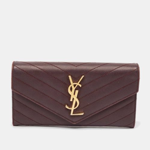 Saint Laurent Burgundy Leather Cassandre Continental Wallet - Saint Laurent Paris - Modalova