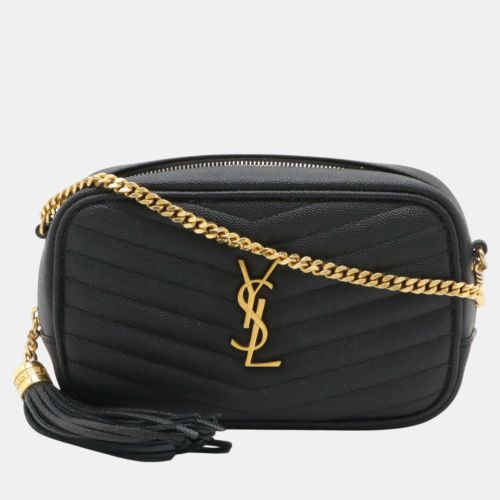 Saint Laurent Black Leather Paris Lou Chain Shoulder Bag - Saint Laurent Paris - Modalova