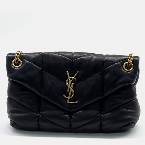 Saint Laurent Paris Black Leather Lulu Puffer Bag Small - Saint Laurent Paris - Modalova