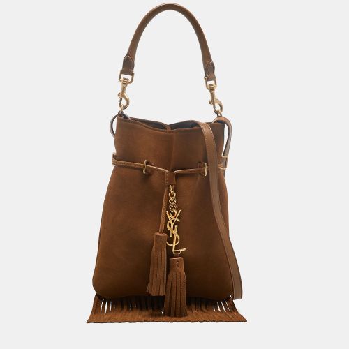 Saint Laurent Brown Suede Tassle Fringe Bucket Bag - Saint Laurent Paris - Modalova