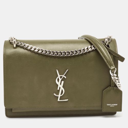 Saint Laurent Olive Leather Medium Sunset Shoulder Bag - Saint Laurent Paris - Modalova