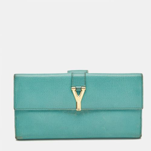 Saint Laurent Green Leather Y-Ligne Flap Wallet - Saint Laurent Paris - Modalova