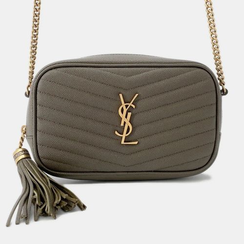 Lou Tassel Khaki Leather Shoulder Bag - Saint Laurent Paris - Modalova
