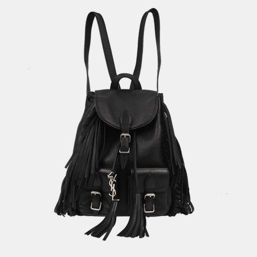 Saint Laurent Black Fringe Festival Backpack - Saint Laurent Paris - Modalova