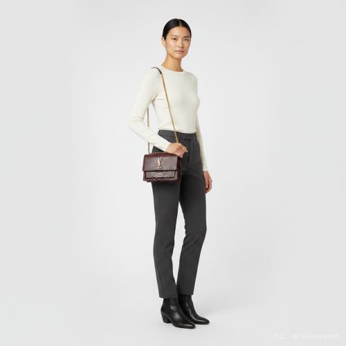 Saint Laurent Sunset Medium Python Embossed Leather Shoulder Bag - Saint Laurent Paris - Modalova