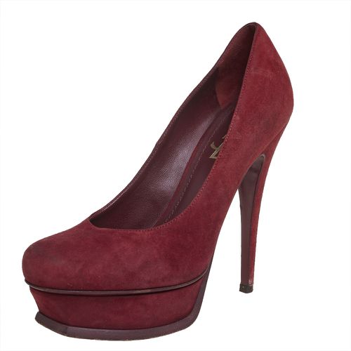 Saint Laurent Burgundy Suede Tribtoo Pumps Size 37 - Saint Laurent Paris - Modalova