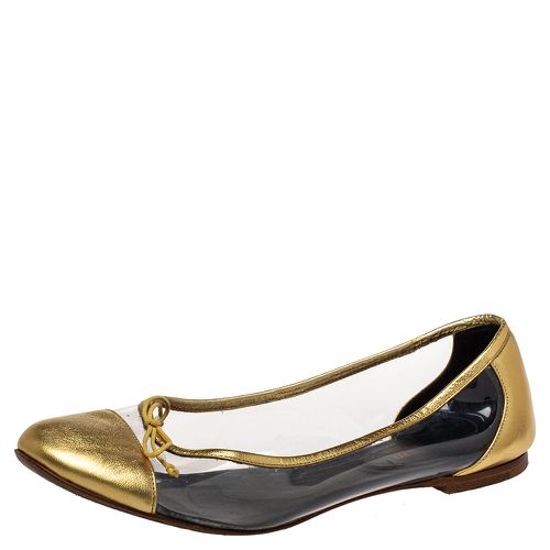 Saint Laurent Gold Leather And PVC Ballet Flats Size 39.5 - Saint Laurent Paris - Modalova