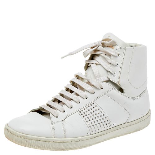 Saint Laurent White Leather Signature Court Classic SL/01H High Top Sneakers Size 37.5 - Saint Laurent Paris - Modalova