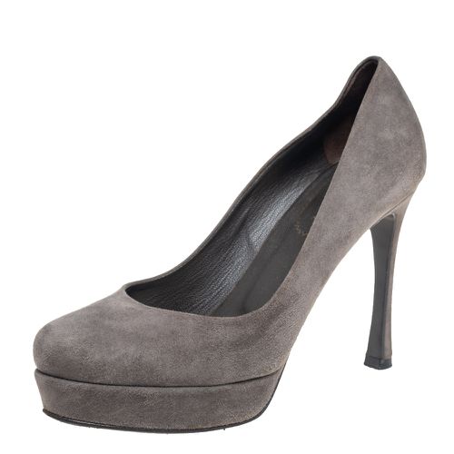 Saint Laurent Grey Suede Gisele Platform Pumps Size 37 - Saint Laurent Paris - Modalova