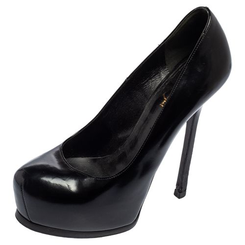 Saint Laurent Black Leather Tribtoo Platform Pumps Size 38 - Saint Laurent Paris - Modalova