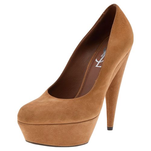 Saint Laurent Brown Suede Gisele Platform Pumps Size 35 - Saint Laurent Paris - Modalova