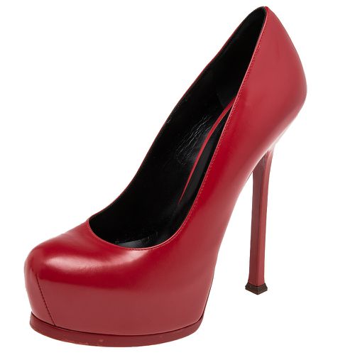 Saint Laurent Red Leather Tribtoo Pumps Size 38.5 - Saint Laurent Paris - Modalova