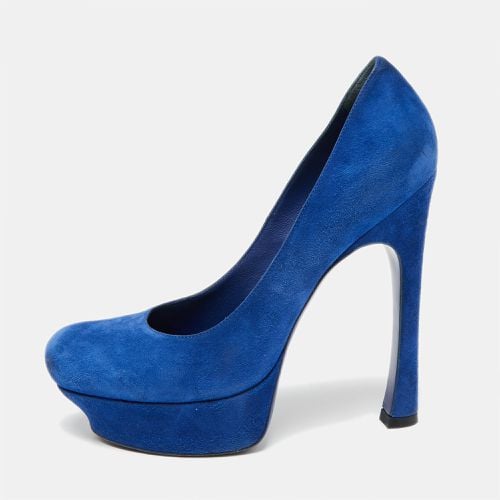 Saint Laurent Royal Blue Suede Palais Platform Pumps Size 39 - Saint Laurent Paris - Modalova