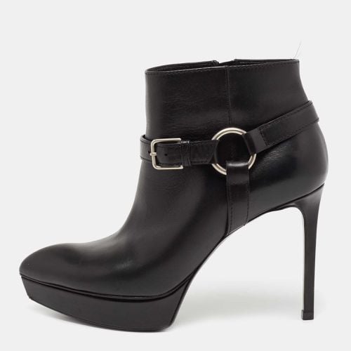 Saint Laurent Black Leather Janis 80 Platform Ankle Boots Size 37 - Saint Laurent Paris - Modalova