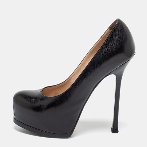 Saint Laurent Black Textured Leather Tribtoo Platform Pumps Size 37 - Saint Laurent Paris - Modalova