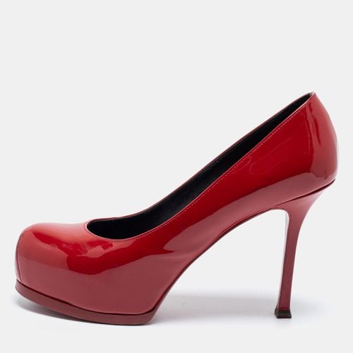 Saint Laurent Red Patent Leather Tribtoo Platform Pumps Size 37.5 - Saint Laurent Paris - Modalova