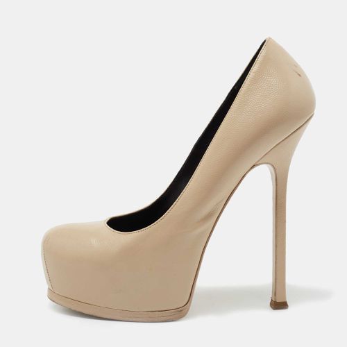 Saint Laurent Beige Leather Tribtoo Platform Pumps Size 38 - Saint Laurent Paris - Modalova