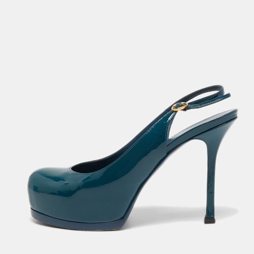 Saint Laurent Teal Patent Leather Tribtoo Slingback Pumps Size 36 - Saint Laurent Paris - Modalova