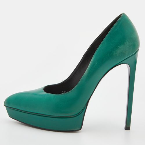 Saint Laurent Green Leather Classic Janis Platform Pumps Size 38 - Saint Laurent Paris - Modalova