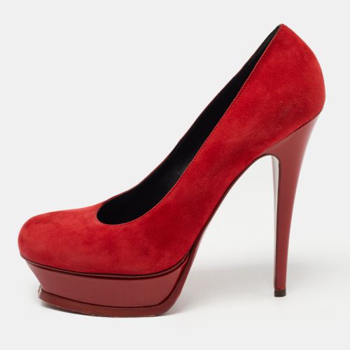 Saint Laurent Red Suede Platform Pumps Size 40.5 - Saint Laurent Paris - Modalova