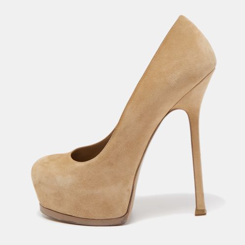 Saint Laurent Beige Suede Tribtoo Platform Pumps Size 38.5 - Saint Laurent Paris - Modalova