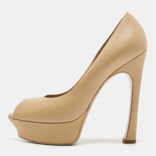 Saint Laurent Beige Leather Palais Peep Toe Pumps Size 39 - Saint Laurent Paris - Modalova