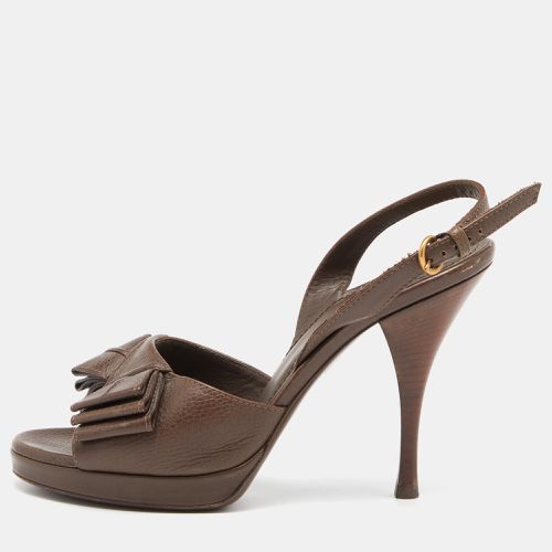 Saint Laurent Brown Leather Y-Bow Platform Sandals Size 37.5 - Saint Laurent Paris - Modalova