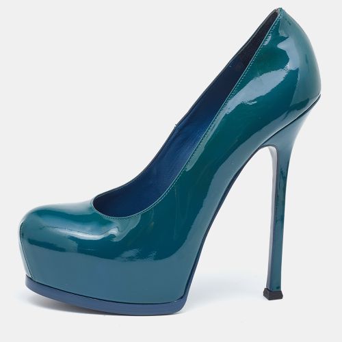 Saint Laurent Blue Patent Leather Tribtoo Platform Pumps Size 40 - Saint Laurent Paris - Modalova