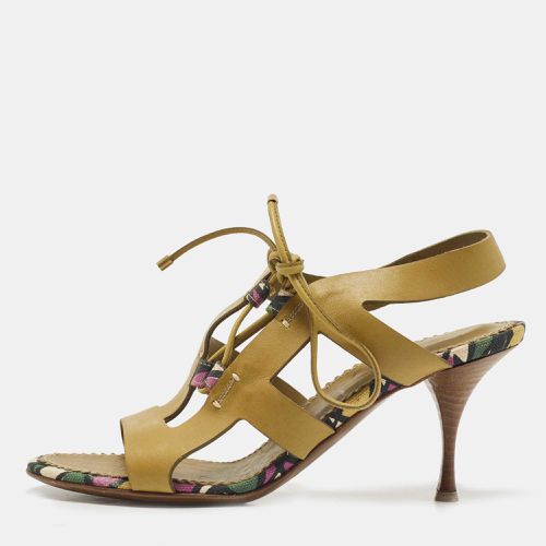 Saint Laurent Green Leather Strappy Sandals Size 35.5 - Saint Laurent Paris - Modalova