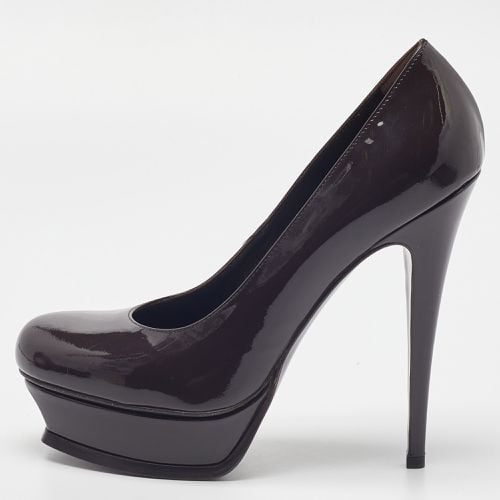 Saint Laurent Dark Brown Patent Leather Platform Pumps Size 39.5 - Saint Laurent Paris - Modalova