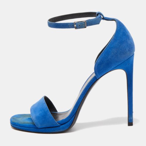 Saint Laurent Blue Suede Jane Sandals Size 38.5 - Saint Laurent Paris - Modalova