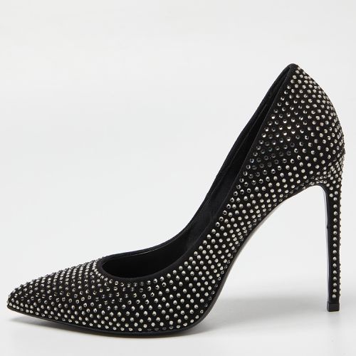 Saint Laurent Black Suede Crystal Embellished Pointed Pumps Size 38 - Saint Laurent Paris - Modalova