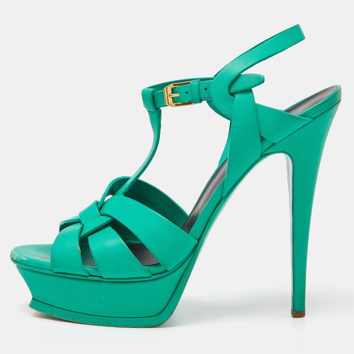 Saint Laurent Green Leather Tribute Sandals Size 40 - Saint Laurent Paris - Modalova