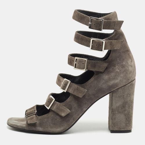 Saint Laurent Grey Suede Ankle Strap Sandals Size 37.5 - Saint Laurent Paris - Modalova