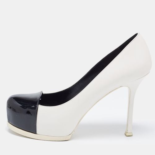 Saint Laurent Black/White Leather and Patent Tribtoo Pumps Size 37 - Saint Laurent Paris - Modalova