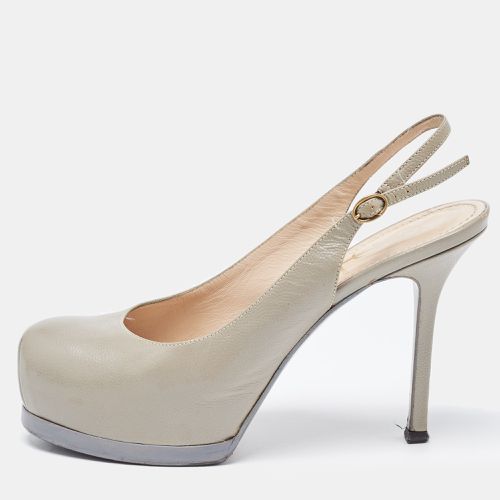 Saint Laurent Grey Leather Tribtoo Slingback Pumps Size 37 - Saint Laurent Paris - Modalova