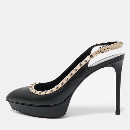 Saint Laurent Paris Black Leather Studded Platform Pointed Toe Slingback Pumps Size 39 - Saint Laurent Paris - Modalova