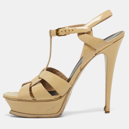 Saint Laurent Beige Patent Tribute Ankle Sandals Size 40.5 - Saint Laurent Paris - Modalova