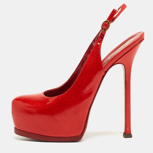 Saint Laurent Red Patent Leather Tribtoo Slingback Pumps Size 37.5 - Saint Laurent Paris - Modalova