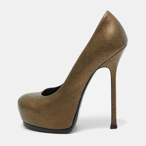 Saint Laurent Two Tone Textured Leather Tribtoo Pumps Size 37 - Saint Laurent Paris - Modalova