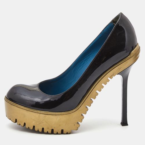 Saint Laurent Black Patent Leather Platform Round Toe Pumps Size 36 - Saint Laurent Paris - Modalova