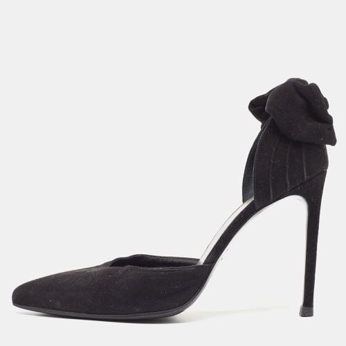 Saint Laurent Black Suede Bow D'orsay Pumps Size 37.5 - Saint Laurent Paris - Modalova