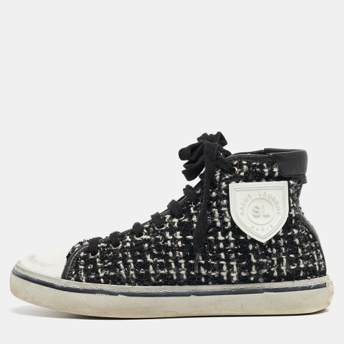 Saint Laurent White/Black Tweed and Leather Bedford High Sneakers Size 36 - Saint Laurent Paris - Modalova