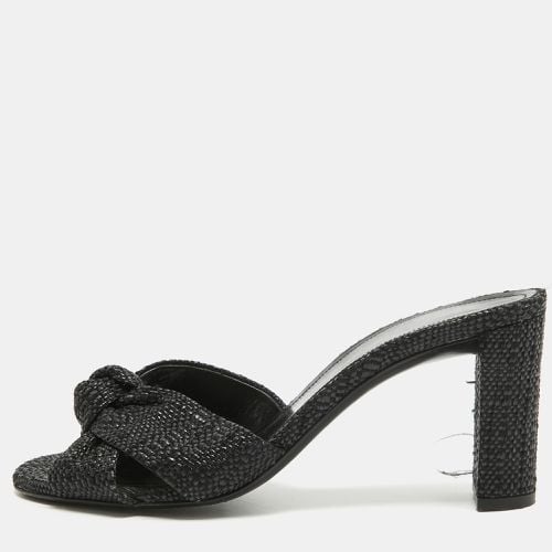 Saint Laurent Black Raffia Loulou Slide Sandals Size 36 - Saint Laurent Paris - Modalova