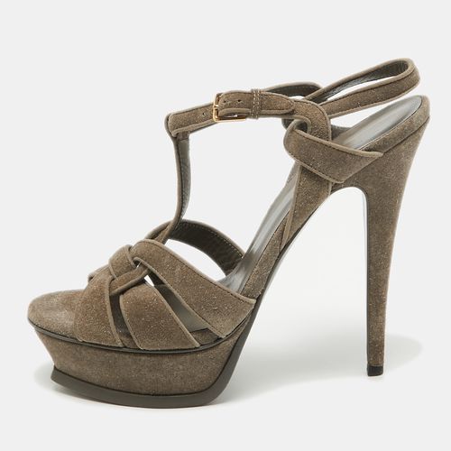 Saint Laurent Olive Green Dazzle Suede Tribute Sandals Size 39.5 - Saint Laurent Paris - Modalova