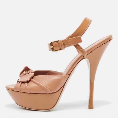 Saint Laurent Brown Leather and Patent Ankle Strap Sandals Size 40 - Saint Laurent Paris - Modalova